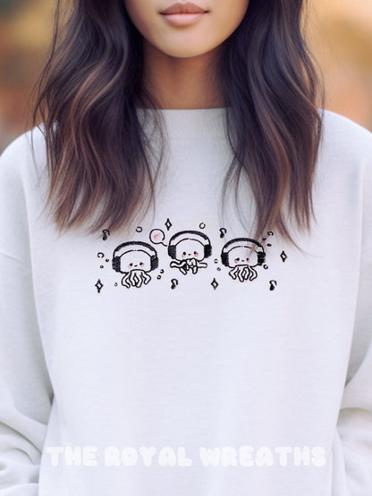 Embroidered Cute K Pop Octopus Sweatshirt