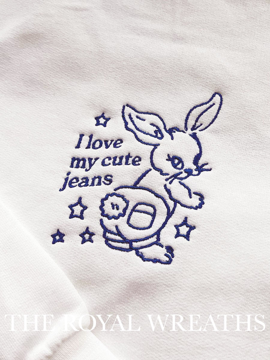 Embroidered Custom Cute Bunny Sweatshirt (NJ)