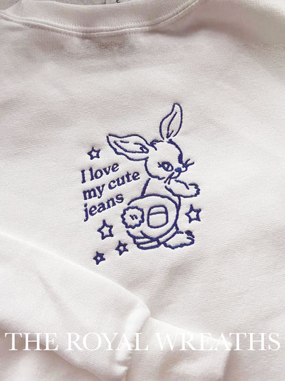 Embroidered Custom Cute Bunny Sweatshirt (NJ)