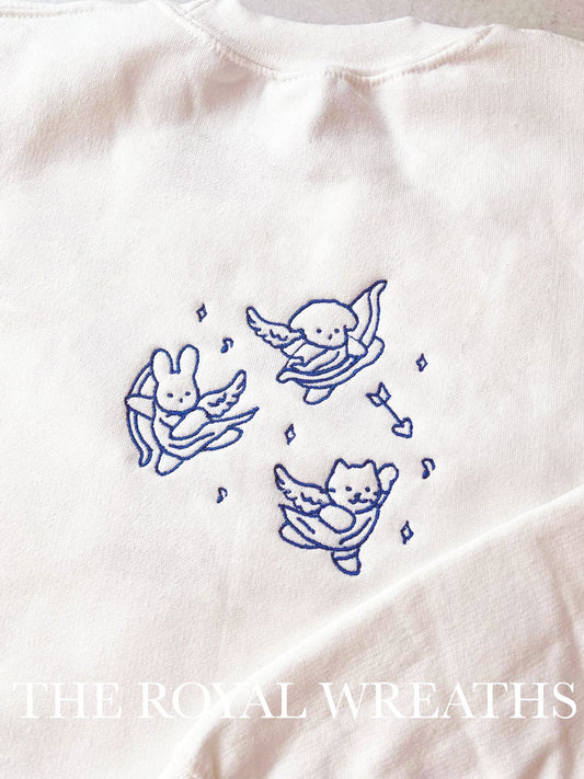 Embroidered Custom Cute Cupid Animal Sweatshirt