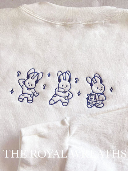 Embroidered Custom Cute 3 Bunnies Sweatshirt (NJ)