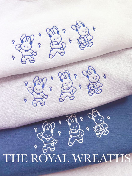 Embroidered Custom Cute 3 Bunnies Sweatshirt (NJ)