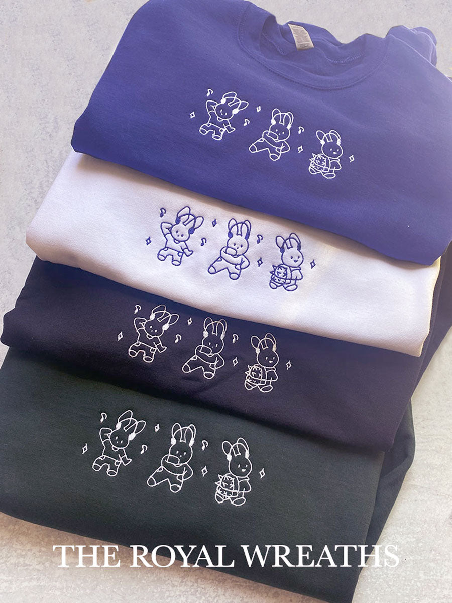 Embroidered Custom Cute 3 Bunnies Sweatshirt (NJ)