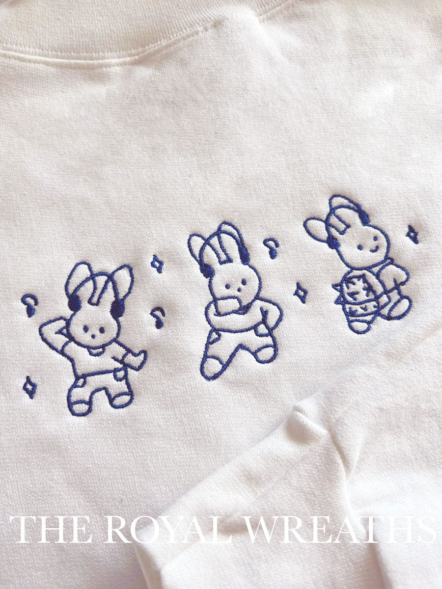 Embroidered Custom Cute 3 Bunnies Sweatshirt (NJ)