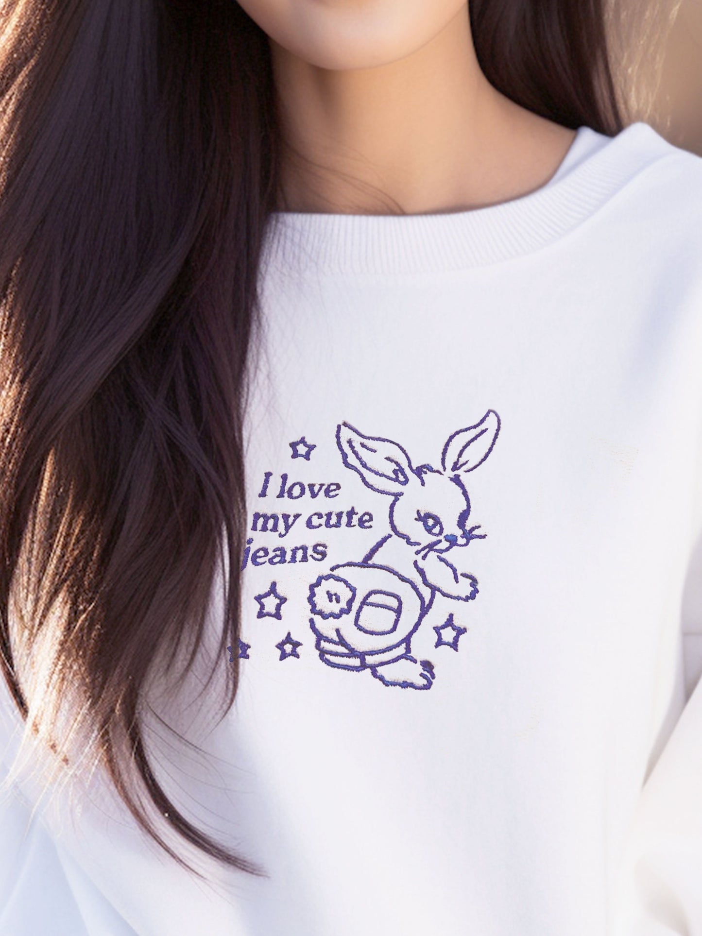 Embroidered Custom Cute Bunny Sweatshirt (NJ)