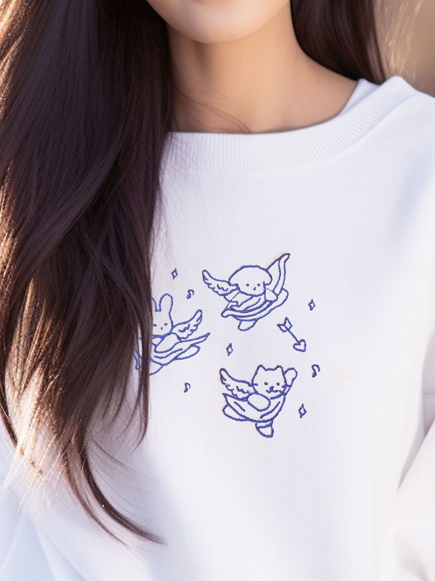 Embroidered Custom Cute Cupid Animal Sweatshirt