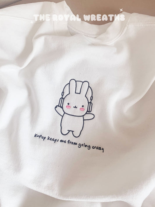 Embroidered Bunny Loves Kpop Sweatshirt