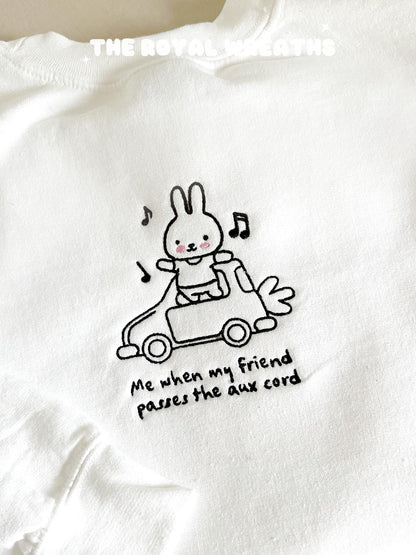 Embroidered Bunny Car Ride Kpop Sweatshirt