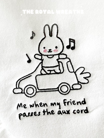 Embroidered Bunny Car Ride Kpop Sweatshirt