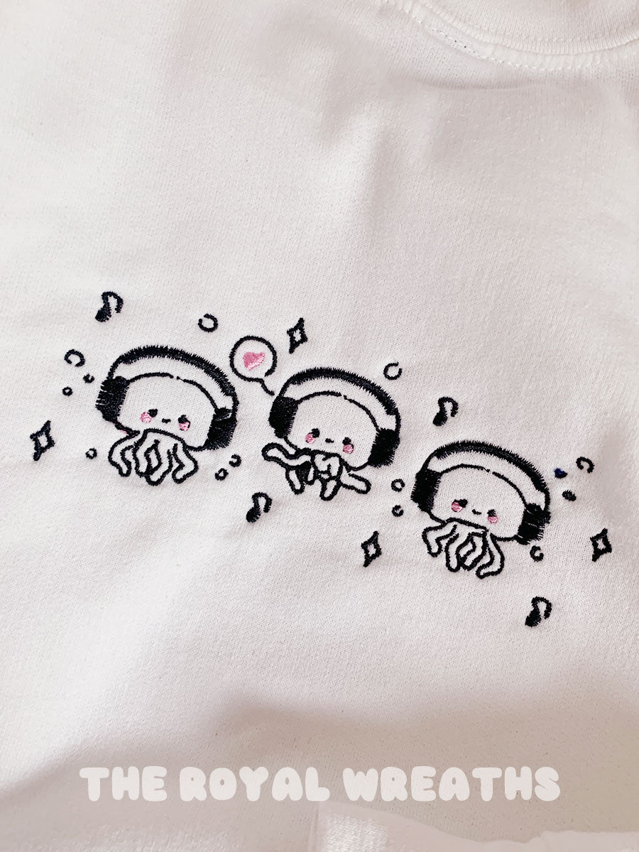 Embroidered Cute K Pop Octopus Sweatshirt