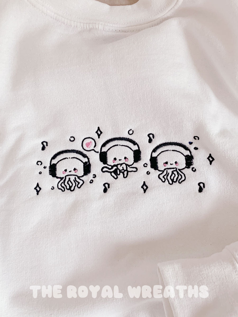 Embroidered Cute K Pop Octopus Sweatshirt