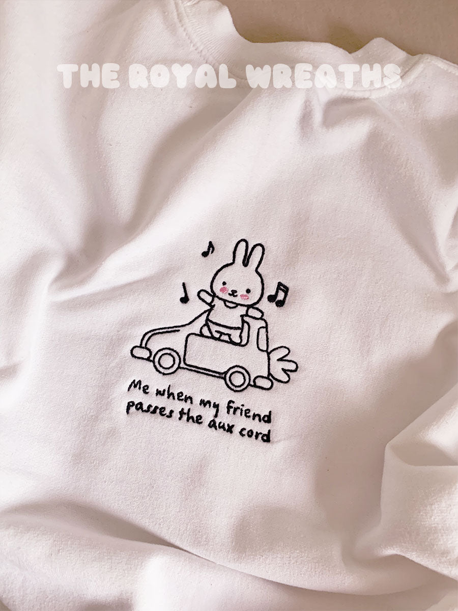 Embroidered Bunny Car Ride Kpop Sweatshirt