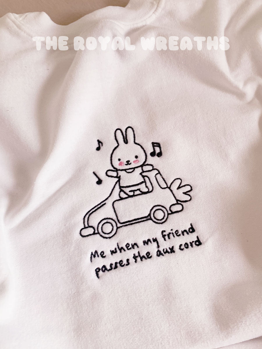 Embroidered Bunny Car Ride Kpop Sweatshirt